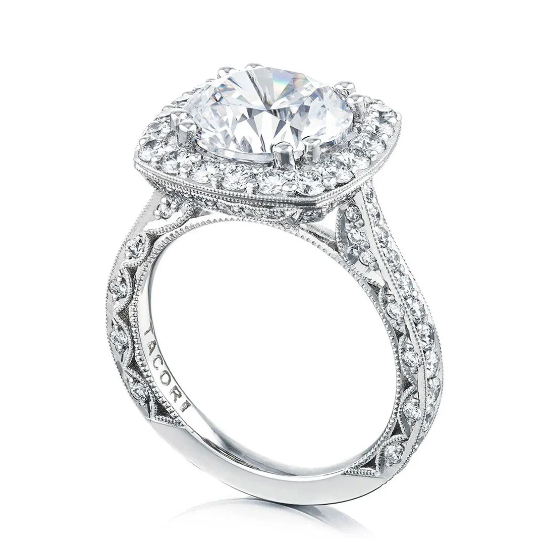 TACORI Platinum RoyalT Diamond Cushion Bloom Engagement Ring - Image 2