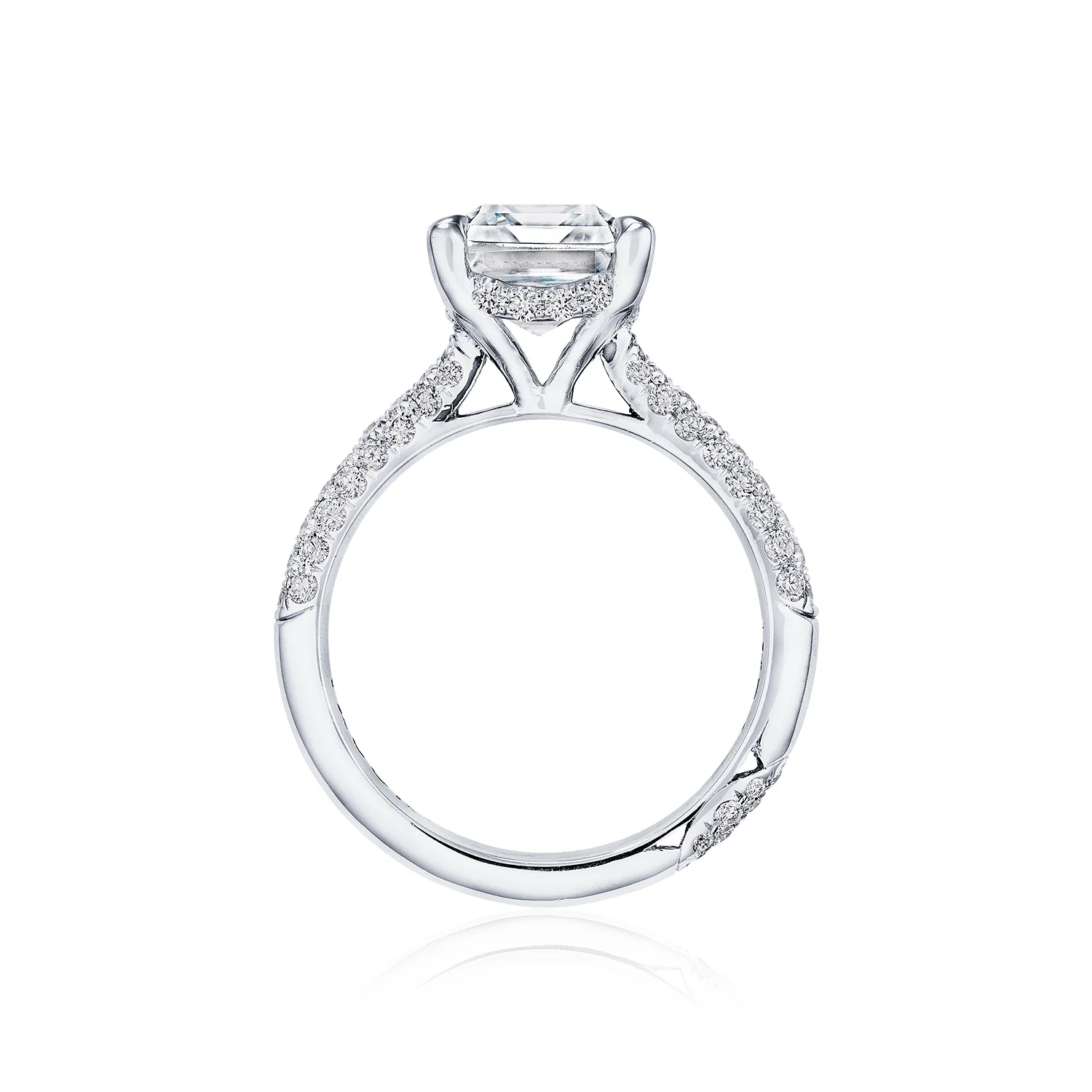 TACORI Platinum RoyalT Emerald Diamond Pavé Engagement Ring - Image 3