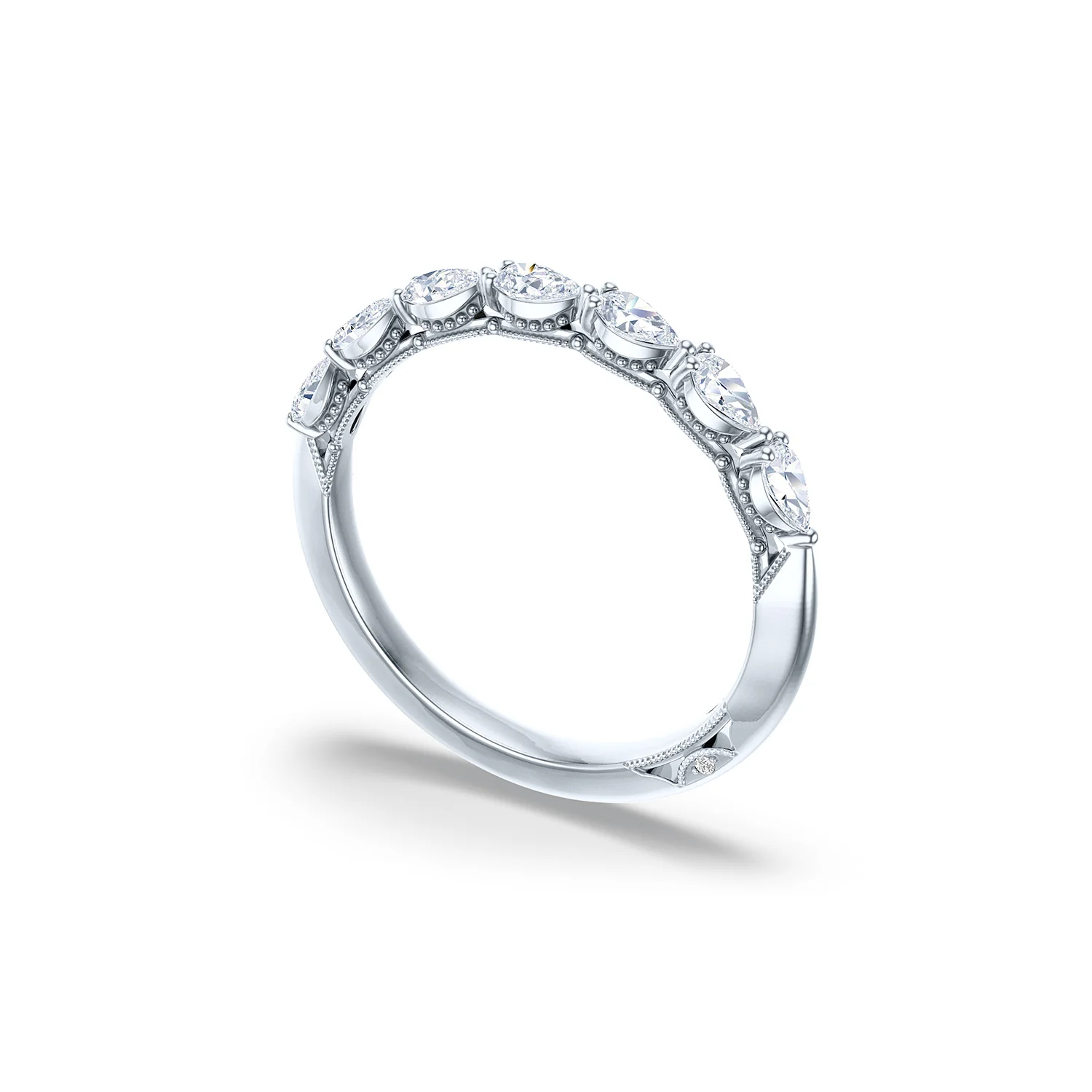 TACORI Platinum Sculpted Crescent Pear Diamond Wedding Band - Image 2