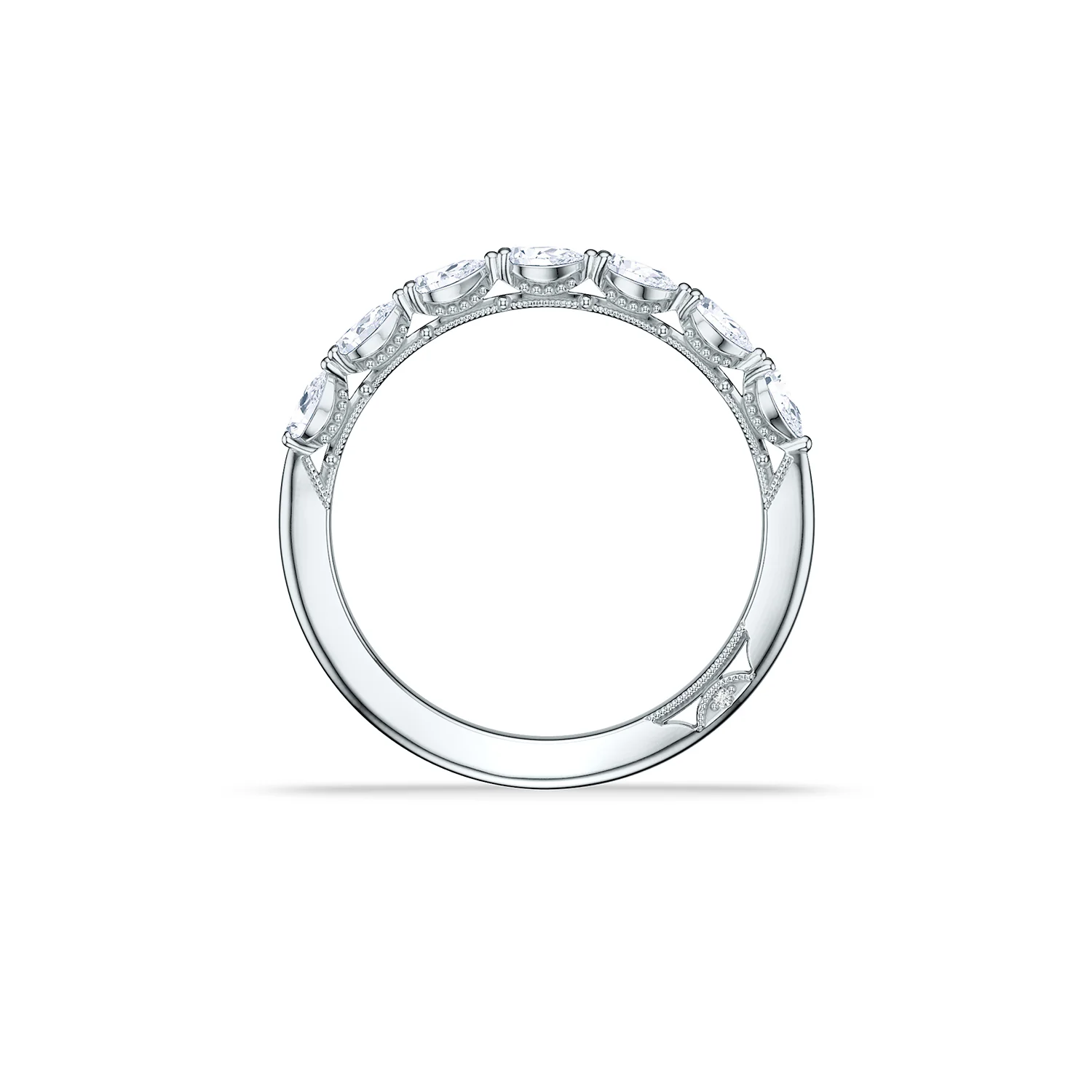 TACORI Platinum Sculpted Crescent Pear Diamond Wedding Band - Image 3