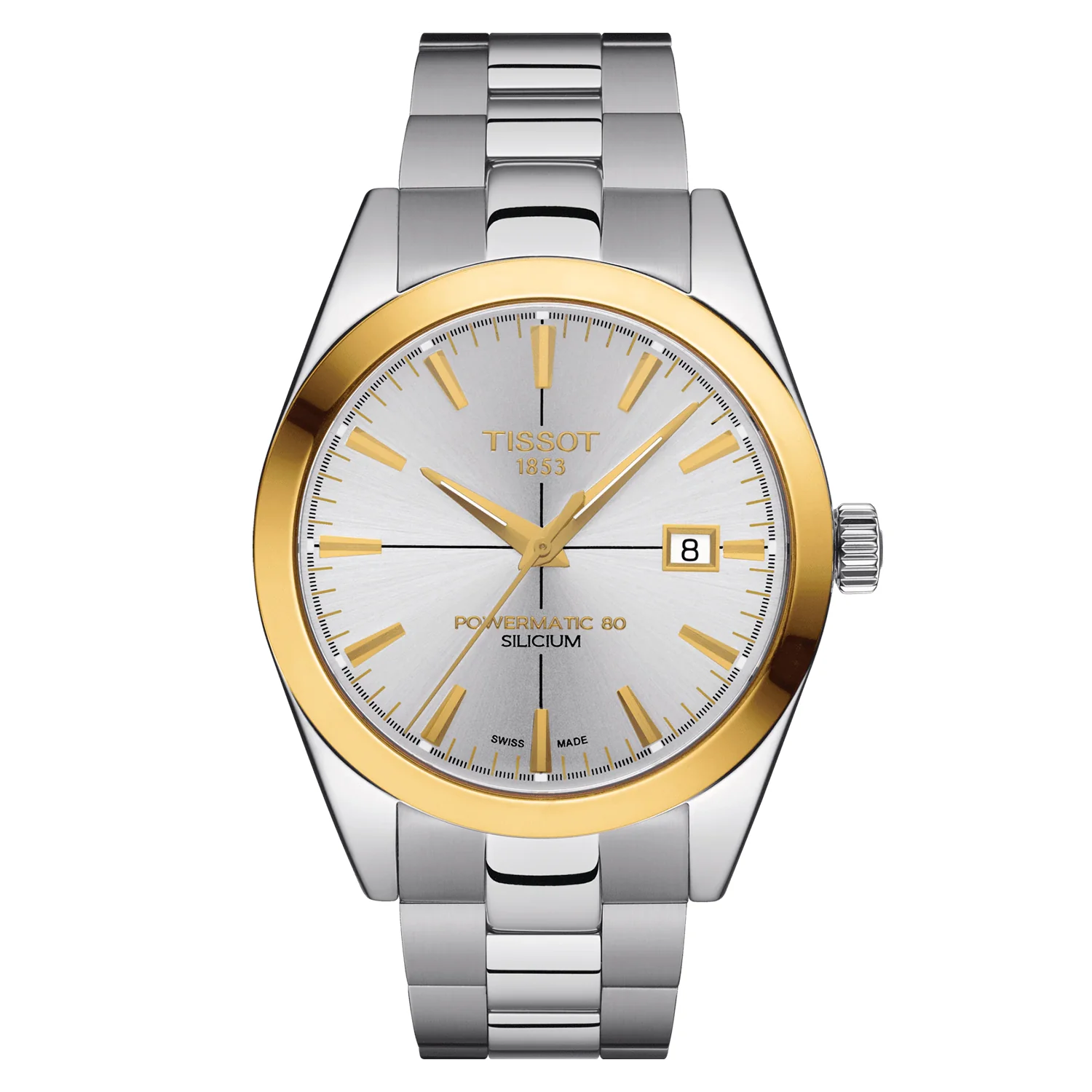 Tissot Gentleman Powermatic 80 Silicium Solid 18K Gold Bezel Watch - 40mm
