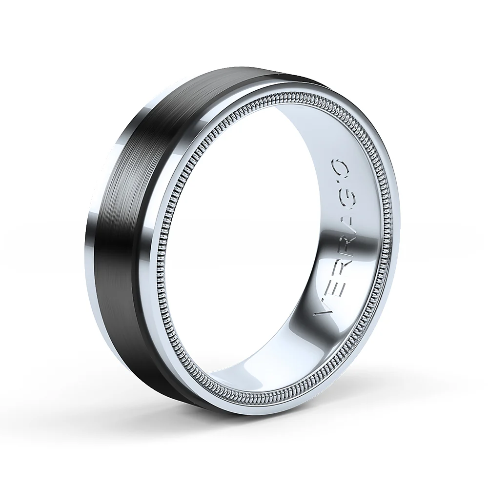 Verragio 14K White Gold & Titanium 7MM Wedding Band VWFX-7501 - Image 2