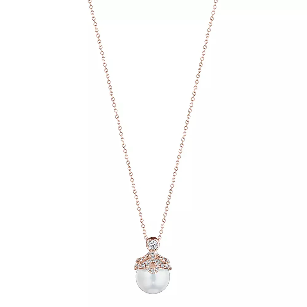 Verragio 18K Floret Diamond & Pearl Cap Pendant