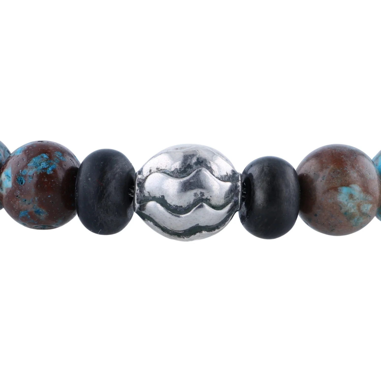 William Henry Brookings Blue Agate and Sterling Silver Beaded Bracelet - Image 2