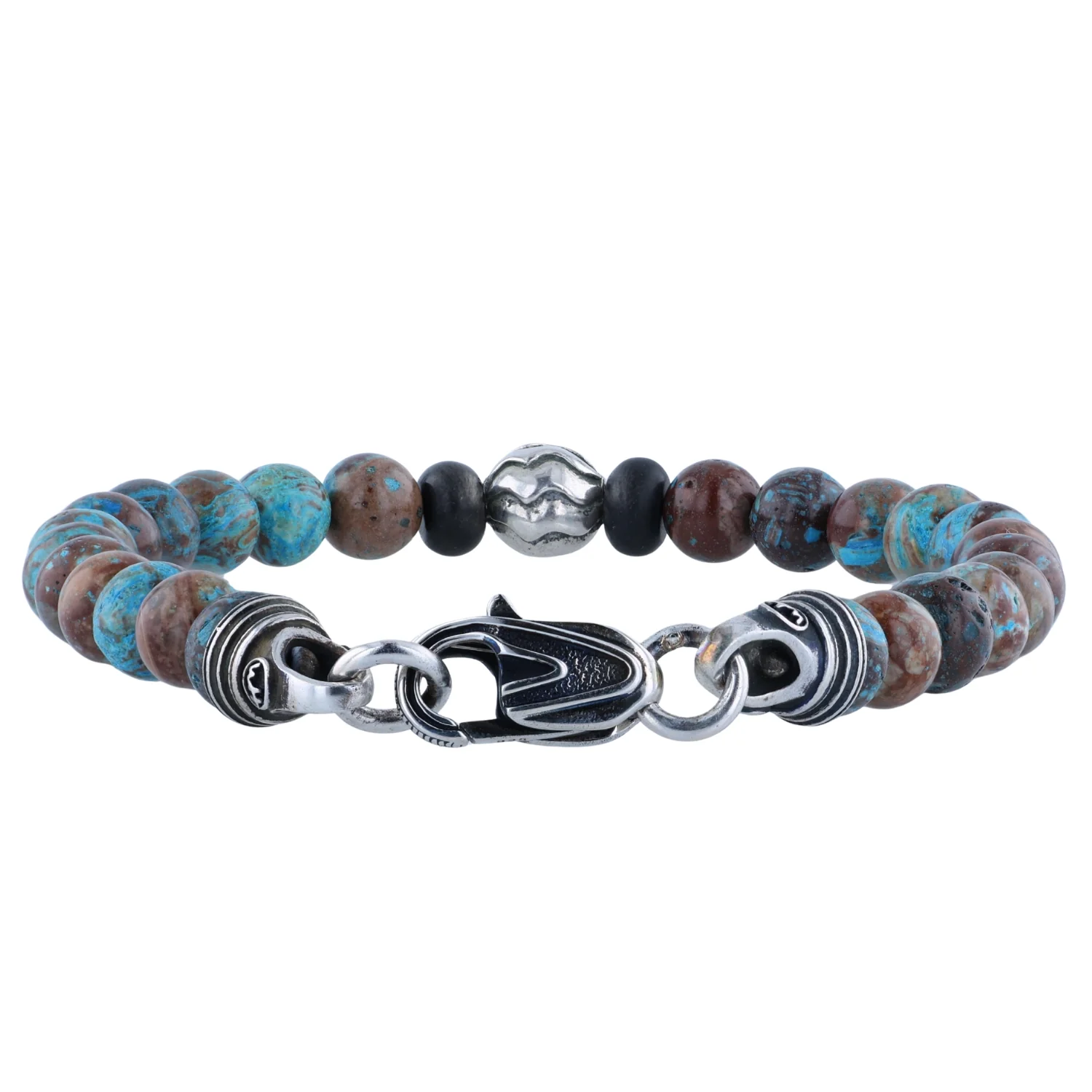 William Henry Brookings Blue Agate and Sterling Silver Beaded Bracelet - Image 3