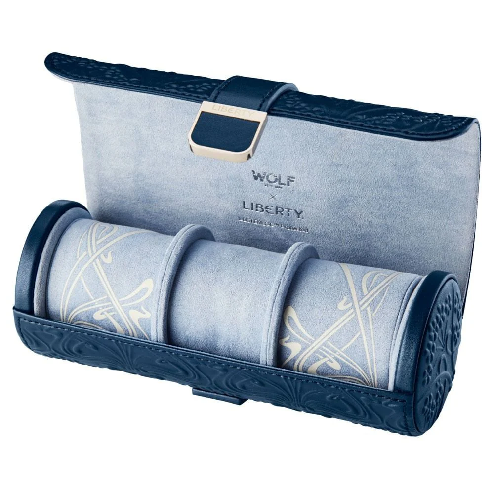 WOLF X LIBERTY All Over Ianthe Triple Watch Roll - Navy - Image 3