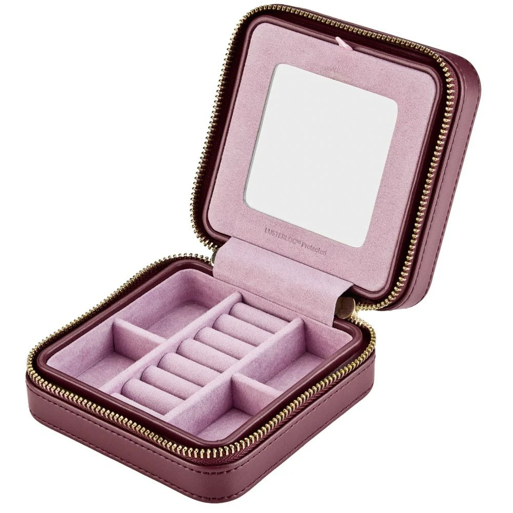 WOLF X LIBERTY Ianthe Small Travel Jewelry Zip Case - Burgundy - Image 3